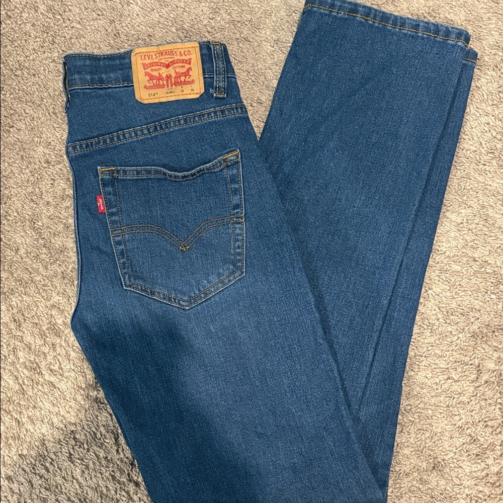 Levi's Boys Size 16 Classic Blue Straight Jeans with Patch Waistband